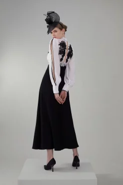 Brand new ❤️ Karen Millen Petite Lace Embroidered Woven Midi 👗 Dress - mono ✨ -Occasionwear Popular Store bkk08008 mono xl 2