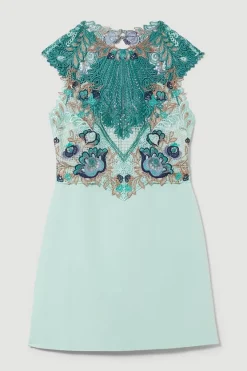 Promo 🎁 Karen Millen Metallic Guipure Lace Mirrored Mini 👗 Dress - mint 😍 -Occasionwear Popular Store bkk08010 mint xl 3