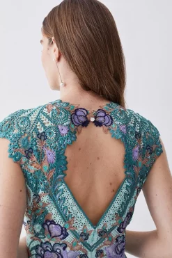 Promo 🎁 Karen Millen Metallic Guipure Lace Mirrored Mini 👗 Dress - mint 😍 -Occasionwear Popular Store bkk08010 mint xl 4