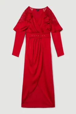 Top 10 😀 Karen Millen Satin And Lace Ruffle Woven Midaxi 👗 Dress - raspberry 🛒 11 Top 10 😀 Karen Millen Satin And Lace Ruffle Woven Midaxi 👗 Dress - raspberry 🛒 -Occasionwear Popular Store bkk08023 raspberry xl 3