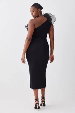 Outlet ๐ Karen Millen Plus Size One Shoulder Organza Flower Detail Knit Midi ๐ Dress - black โญ 9 Outlet ๐ Karen Millen Plus Size One Shoulder Organza Flower Detail Knit Midi ๐ Dress - black โญ -Occasionwear Popular Store bkk08080 black xl 2