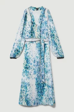 Top 10 👏 Karen Millen Soft Snake Print Satin Piped Zip Front Midi 👗 Dress 🎉 -Occasionwear Popular Store bkk08088 snake xl 3