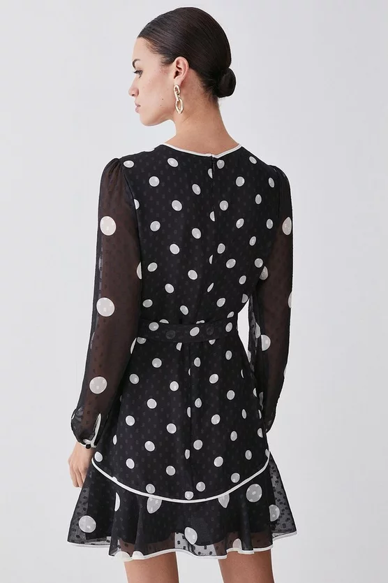 Best Sale ⌛ Karen Millen Tall Mono Mixed Dot Piped Ruffle Belted Mini 👗 Dress 🛒 5 Best Sale ⌛ Karen Millen Tall Mono Mixed Dot Piped Ruffle Belted Mini 👗 Dress 🛒 - Image 3