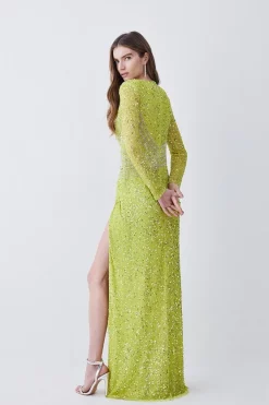 Best reviews of ⌛ Karen Millen Crystal Embellished Draped Front Maxi 👗 Dress - apple green 🌟 -Occasionwear Popular Store bkk08104 apple20green xl 2