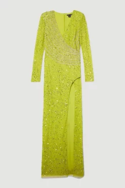 Best reviews of ⌛ Karen Millen Crystal Embellished Draped Front Maxi 👗 Dress - apple green 🌟 -Occasionwear Popular Store bkk08104 apple20green xl 3