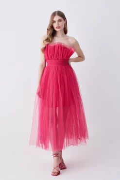 Wholesale ✨ Karen Millen Corseted Tulle Woven Midi 👗 Dress 👏