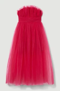 Wholesale ✨ Karen Millen Corseted Tulle Woven Midi 👗 Dress 👏 -Occasionwear Popular Store bkk08106 hot20pink xl 3