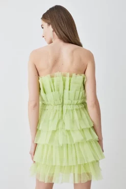 Hot Sale 💯 Karen Millen Layered Tulle Woven Mini 👗 Dress ⌛ -Occasionwear Popular Store bkk08107 lime xl 2