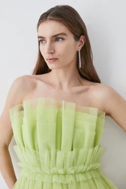 Hot Sale 💯 Karen Millen Layered Tulle Woven Mini 👗 Dress ⌛ -Occasionwear Popular Store bkk08107 lime xl 4