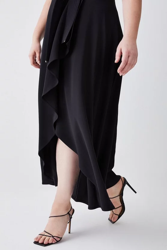 Outlet 😀 Karen Millen Plus Size Compact Stretch Viscose Waterfall Midi 👗 Dress ✨ 4 Outlet 😀 Karen Millen Plus Size Compact Stretch Viscose Waterfall Midi 👗 Dress ✨ - Image 2