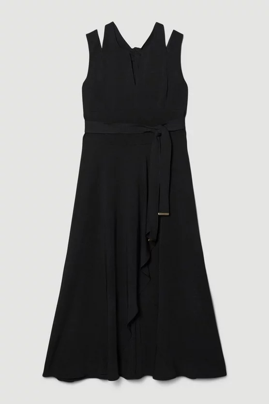 Outlet 😀 Karen Millen Plus Size Compact Stretch Viscose Waterfall Midi 👗 Dress ✨ 6 Outlet 😀 Karen Millen Plus Size Compact Stretch Viscose Waterfall Midi 👗 Dress ✨ - Image 4