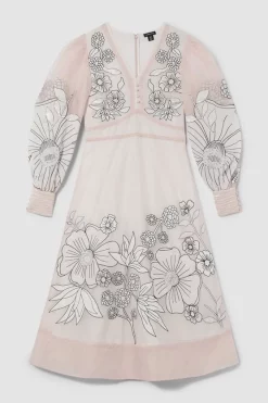 Buy 🛒 Karen Millen Applique Organdie Woven Maxi 👗 Dress - blush ❤️ -Occasionwear Popular Store bkk08145 blush xl 3