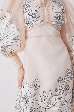 Buy 🛒 Karen Millen Applique Organdie Woven Maxi 👗 Dress - blush ❤️ -Occasionwear Popular Store bkk08145 blush xl 4