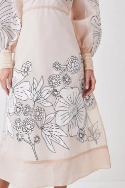 Discount 🤩 Karen Millen Petite Applique Organdie Woven Maxi 👗 Dress - blush 🥰 -Occasionwear Popular Store bkk08153 blush xl 1