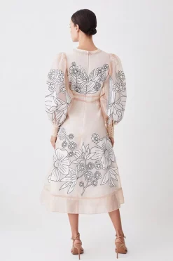 Discount 🤩 Karen Millen Petite Applique Organdie Woven Maxi 👗 Dress - blush 🥰 -Occasionwear Popular Store bkk08153 blush xl 2