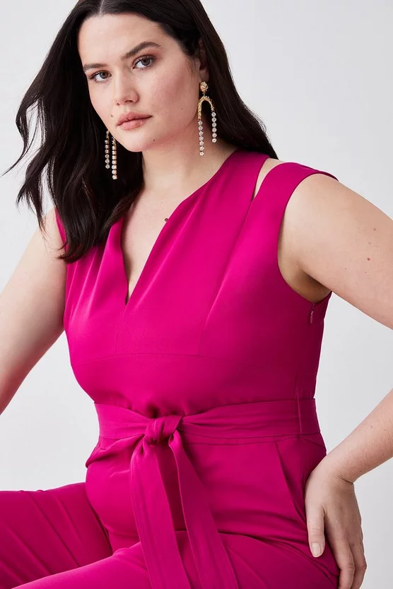 Brand new ⌛ Karen Millen Plus Size Soft Tailored Wide Leg Jumpsuit - magenta 😉 4 Brand new ⌛ Karen Millen Plus Size Soft Tailored Wide Leg Jumpsuit - magenta 😉 - Image 2