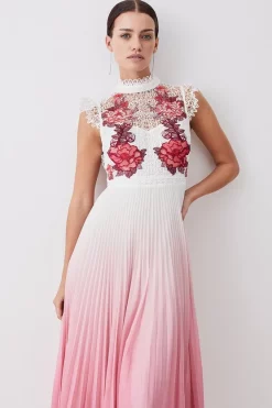 Top 10 ✔️ Karen Millen Petite Rose Guipure Lace Woven Pleat 👗 Skirt Midi 👗 Dress 🥰