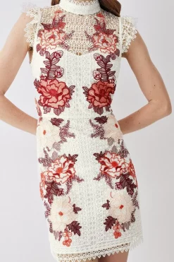 New ⭐ Karen Millen Rose Guipure Lace Embroidered Mini 👗 Dress 👍 -Occasionwear Popular Store bkk08196 rose xl 4