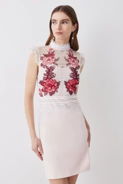 Coupon 🤩 Karen Millen Rose Guipure Lace Mini 👗 Dress 🥰