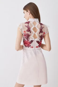 Coupon 🤩 Karen Millen Rose Guipure Lace Mini 👗 Dress 🥰 -Occasionwear Popular Store bkk08197 rose xl 2