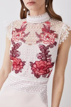 Coupon 🤩 Karen Millen Rose Guipure Lace Mini 👗 Dress 🥰 -Occasionwear Popular Store bkk08197 rose xl 4