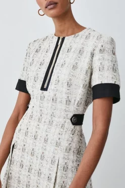 Wholesale ✨ Karen Millen Tweed Zip Detail Aline Mini 👗 Dress - cream 🔔 -Occasionwear Popular Store bkk08229 cream xl 1