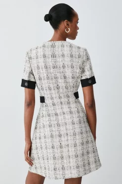 Wholesale ✨ Karen Millen Tweed Zip Detail Aline Mini 👗 Dress - cream 🔔 -Occasionwear Popular Store bkk08229 cream xl 2