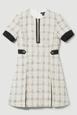 Wholesale ✨ Karen Millen Tweed Zip Detail Aline Mini 👗 Dress - cream 🔔 -Occasionwear Popular Store bkk08229 cream xl 3