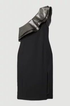 Buy 🤩 Karen Millen Geo Jacquard Contrast Ruffle Pencil Midi 👗 Dress - black 😍 -Occasionwear Popular Store bkk08242 black xl 3