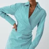 Coupon 👏 Karen Millen Cotton Stripe Wrap Detail Mini 👚 Shirt 👗 Dress - green 🔔 -Occasionwear Popular Store bkk08249 green xl