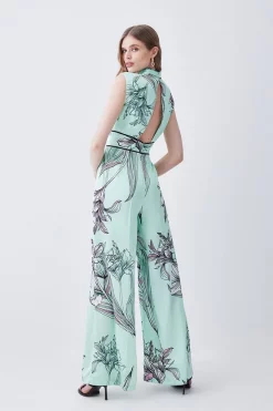 Cheap 😉 Karen Millen 🔨 Hammered Satin Woven Twist Neck Jumpsuit - green 🌟 -Occasionwear Popular Store bkk08262 green xl 2