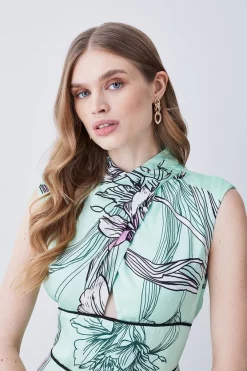 Cheap 😉 Karen Millen 🔨 Hammered Satin Woven Twist Neck Jumpsuit - green 🌟 -Occasionwear Popular Store bkk08262 green xl 4