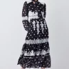Discount 🧨 Karen Millen Polka Dot Mix Lace & Embroidery Maxi 👗 Dress - black 🌟 -Occasionwear Popular Store bkk08346 black xl