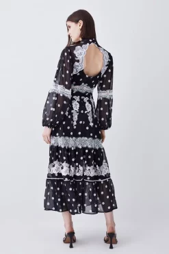 Discount 🧨 Karen Millen Polka Dot Mix Lace & Embroidery Maxi 👗 Dress - black 🌟 -Occasionwear Popular Store bkk08346 black xl 2
