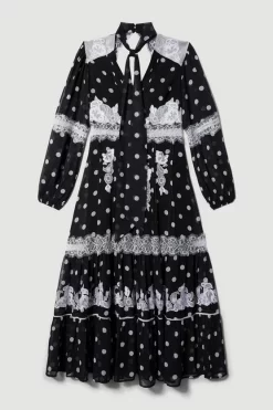 Discount 🧨 Karen Millen Polka Dot Mix Lace & Embroidery Maxi 👗 Dress - black 🌟 -Occasionwear Popular Store bkk08346 black xl 3