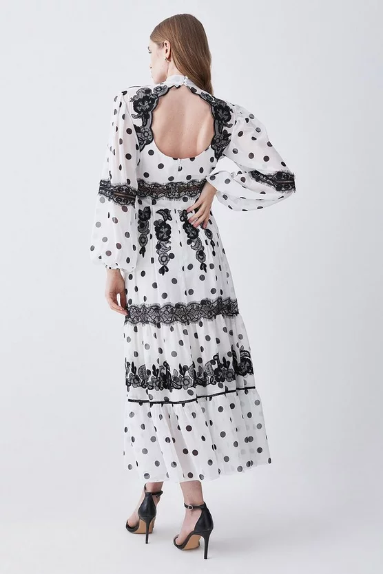 Buy ๐ Karen Millen Tall Polka Dot Mix Lace & Embroidery Maxi ๐ Dress - white ๐ฏ 5 Buy ๐ Karen Millen Tall Polka Dot Mix Lace & Embroidery Maxi ๐ Dress - white ๐ฏ - Image 3