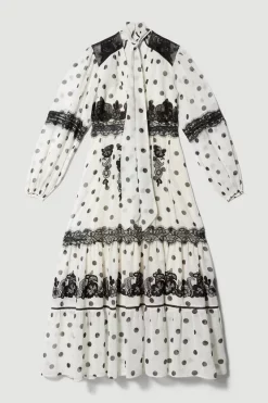 Best Pirce ⌛ Karen Millen Polka Dot Mix Lace & Embroidery Maxi 👗 Dress - white 😉 -Occasionwear Popular Store bkk08348 white xl 3