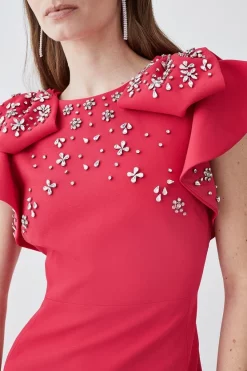Cheapest 🧨 Karen Millen Embellished Stretch Woven Midi 👗 Dress 😍 -Occasionwear Popular Store bkk08354 hot20pink xl 4