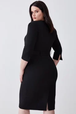 Wholesale 🤩 Karen Millen Plus Size Structured Crepe Strong Shoulder Midi 👗 Dress ❤️ -Occasionwear Popular Store bkk08356 black xl 2