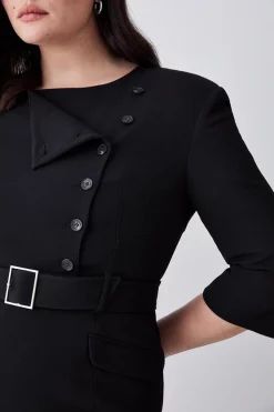 Wholesale 🤩 Karen Millen Plus Size Structured Crepe Strong Shoulder Midi 👗 Dress ❤️ -Occasionwear Popular Store bkk08356 black xl 4