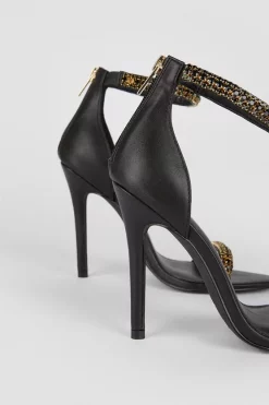 Outlet 🎁 Karen Millen Double Diamante Strap Stiletto Heel - black 🔔 -Occasionwear Popular Store bkk08372 black xl 3