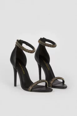 Outlet 🎁 Karen Millen Double Diamante Strap Stiletto Heel - black 🔔 -Occasionwear Popular Store bkk08372 black xl 4