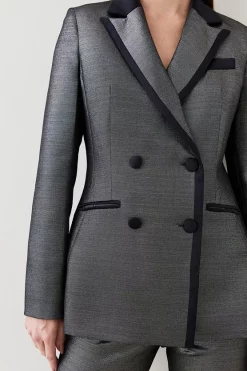 Brand new 🤩 Karen Millen Metallic Jacquard Tailored Single Breasted Jacket - gold ✔️ -Occasionwear Popular Store bkk08377 gold xl 1