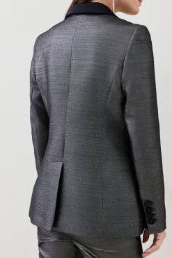 Brand new 🤩 Karen Millen Metallic Jacquard Tailored Single Breasted Jacket - gold ✔️ -Occasionwear Popular Store bkk08377 gold xl 4