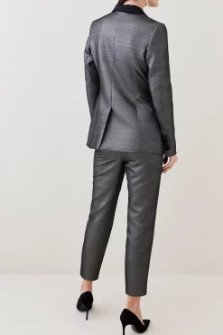 Hot Sale 🔔 Karen Millen Metallic Jacquard Waistband Detail Slim Leg Trouser - gold ⌛ -Occasionwear Popular Store bkk08378 gold xl 2