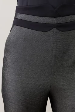 Hot Sale 🔔 Karen Millen Metallic Jacquard Waistband Detail Slim Leg Trouser - gold ⌛ -Occasionwear Popular Store bkk08378 gold xl 4