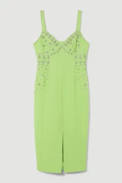 Discount 😍 Karen Millen Embellished Stretch Woven Midi 👗 Dress 🌟 -Occasionwear Popular Store bkk08455 apple20green xl 3