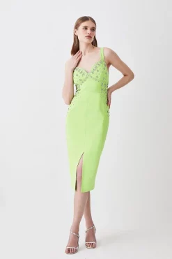 Discount 😍 Karen Millen Embellished Stretch Woven Midi 👗 Dress 🌟 -Occasionwear Popular Store bkk08455 apple20green xl 4