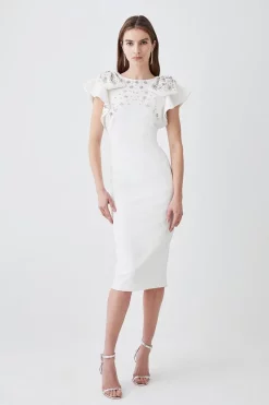 Budget โค๏ธ Karen Millen Tall Embellished Stretch Woven Midi ๐ Dress - mono ๐