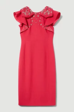 Deals 🎁 Karen Millen Petite Embellished Stretch Woven Midi 👗 Dress - hot pink 👍 -Occasionwear Popular Store bkk08461 hot20pink xl 3